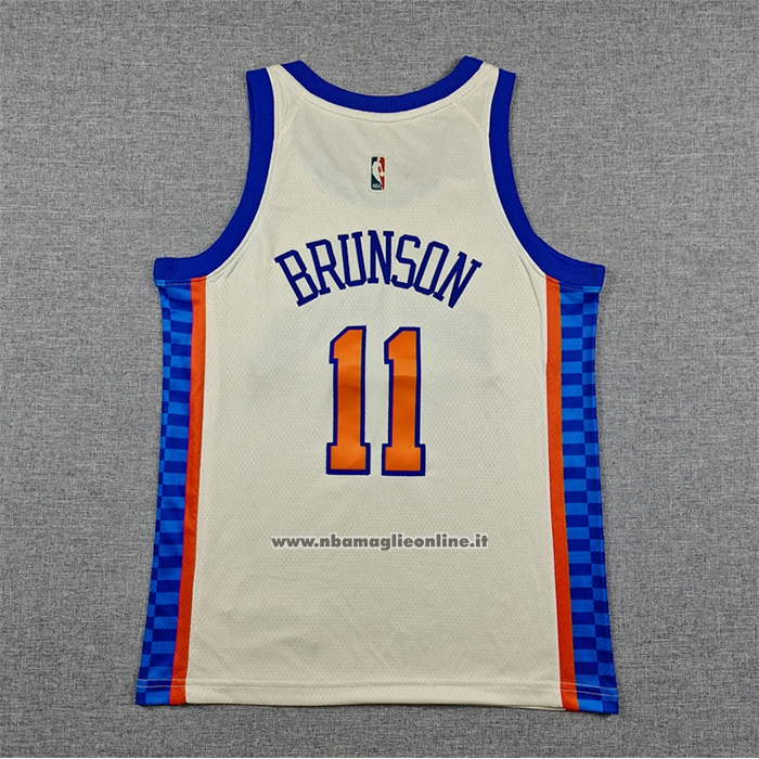 Maglia Bambino New York Knicks Jalen Brunson No 11 Citta 2025-26 Crema